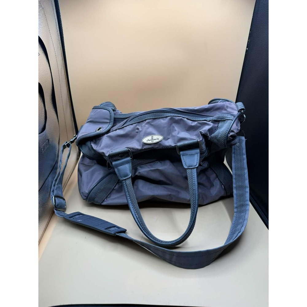 Vintage 80s Atlantic Seahorse Carry On Duffel Bag Grey Retro Travel Weekender
